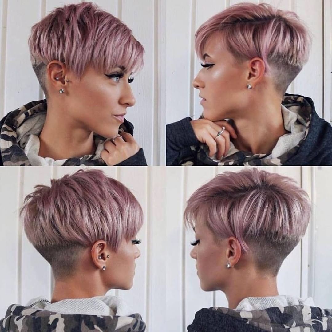 Pixie sfilato con sfumature rosa - Instagram: @kurzhaarestylen