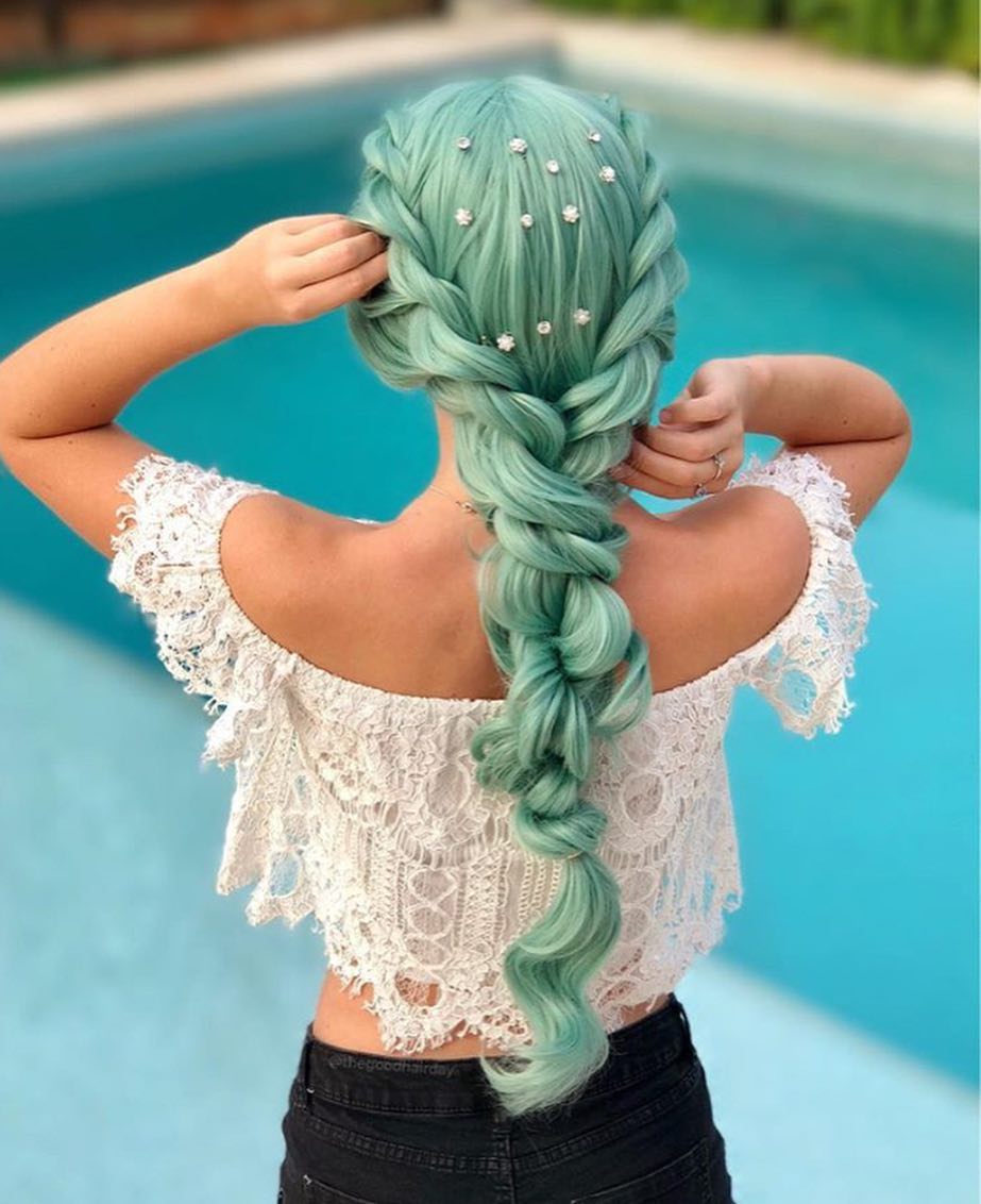 Treccia su capelli verdi - @thegoodhairday