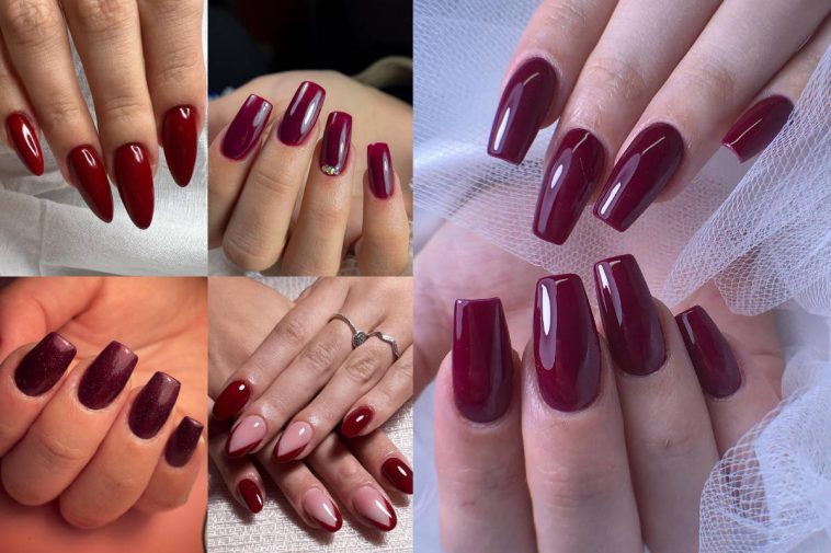 Unghie smalto bordeaux,