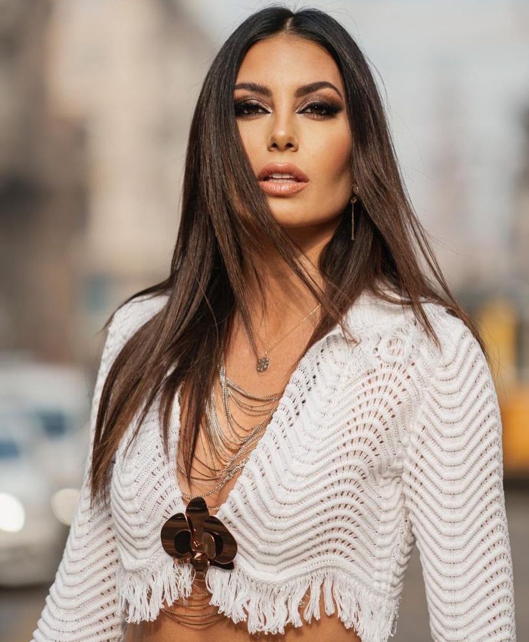 Capelli lunghi castani della Gregoraci - Instagram: @elisabettagregoracireal