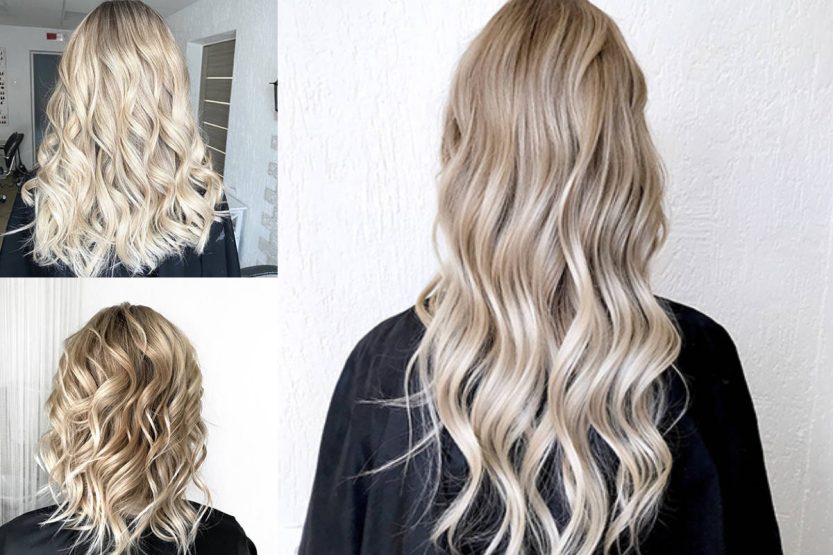 Balayage biondo freddo su capelli lunghi e medi