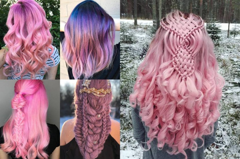 Capelli rosa, tagli e acconciature diverse