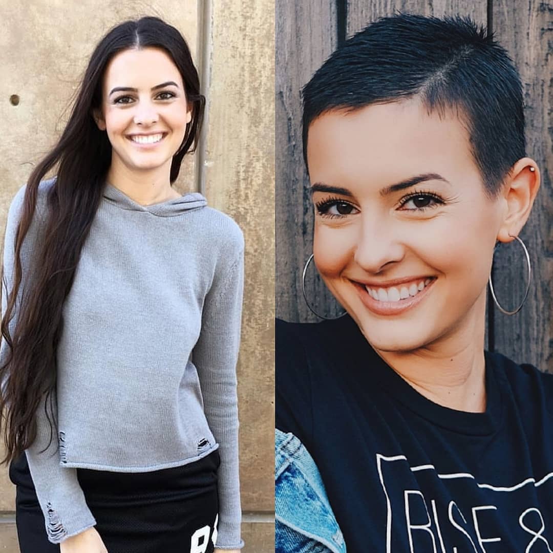 Prima e dopo taglio cortissimo - Instagram: @lisacimorelli