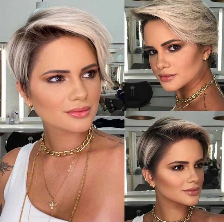 Taglio pixie con ciuffo laterale - Instagram: @carolinefadias