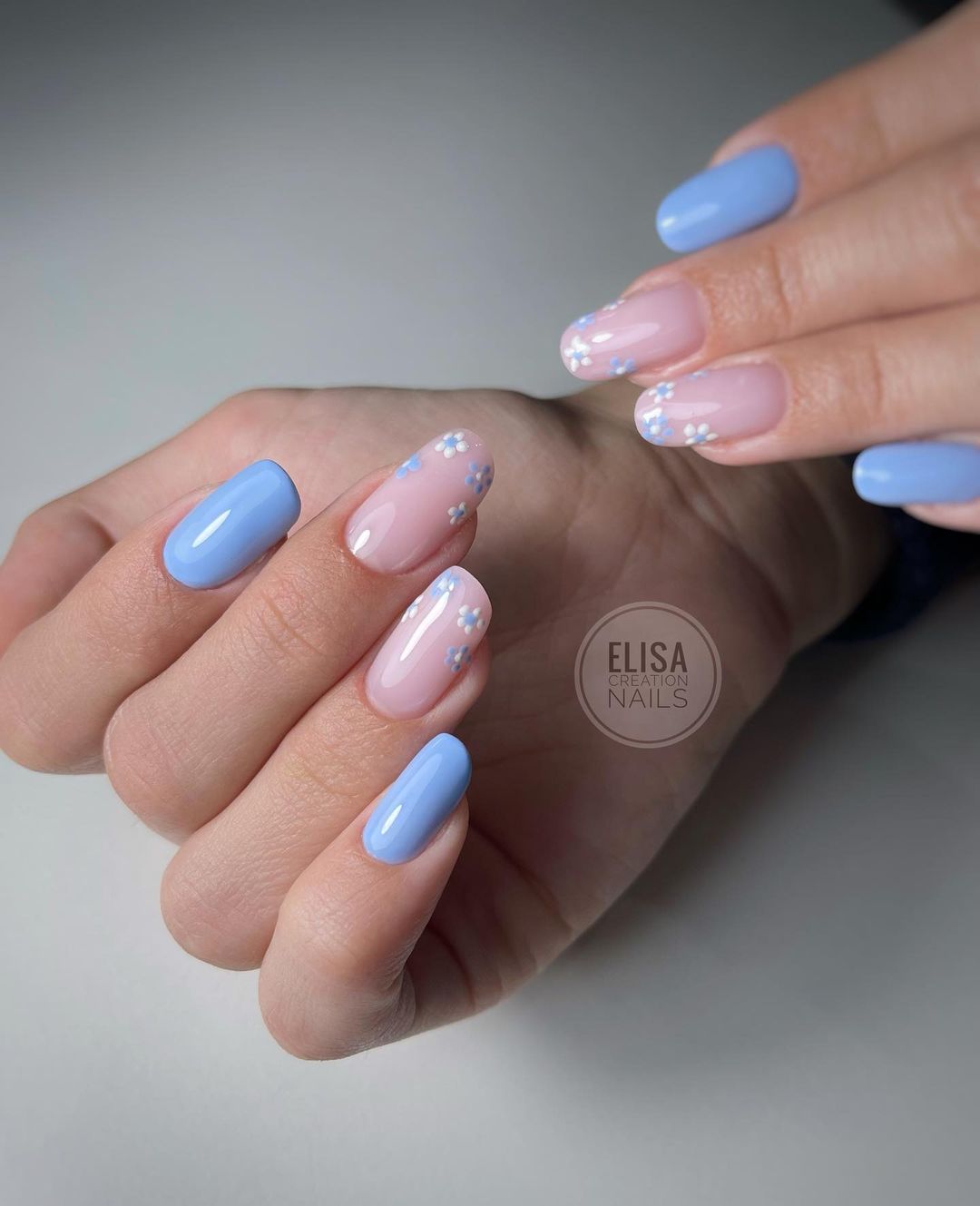 Unghie pastello floreale - Instagram: @_elisacreationnails_