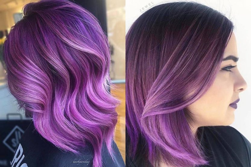 Capelli viola, i tagli corti e medi