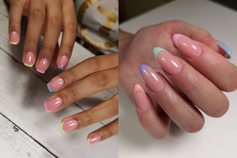 French manicure colorata