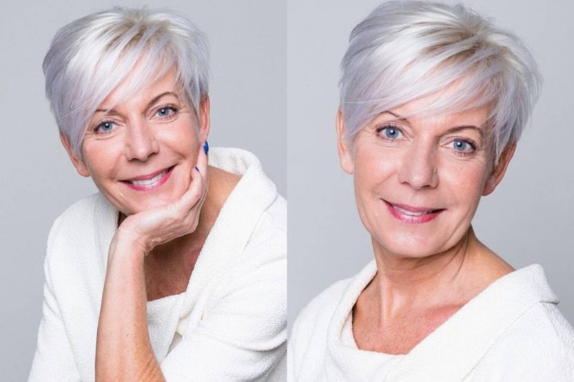 Pixie cut corto, sfilato e bianco