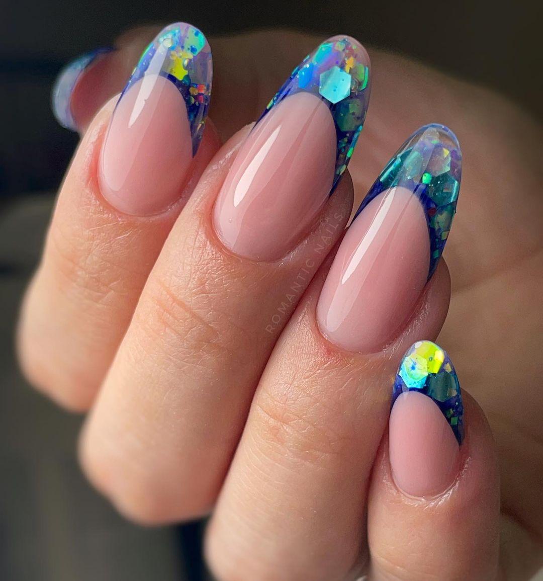 French muretto blu - Instagram: @romanticnailsroma