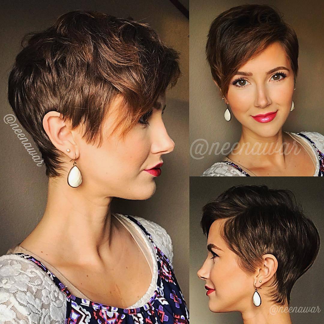 Pixie castano corto elegante