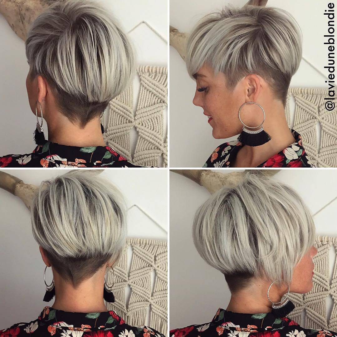 Pixie liscio e ordinato grigiastro