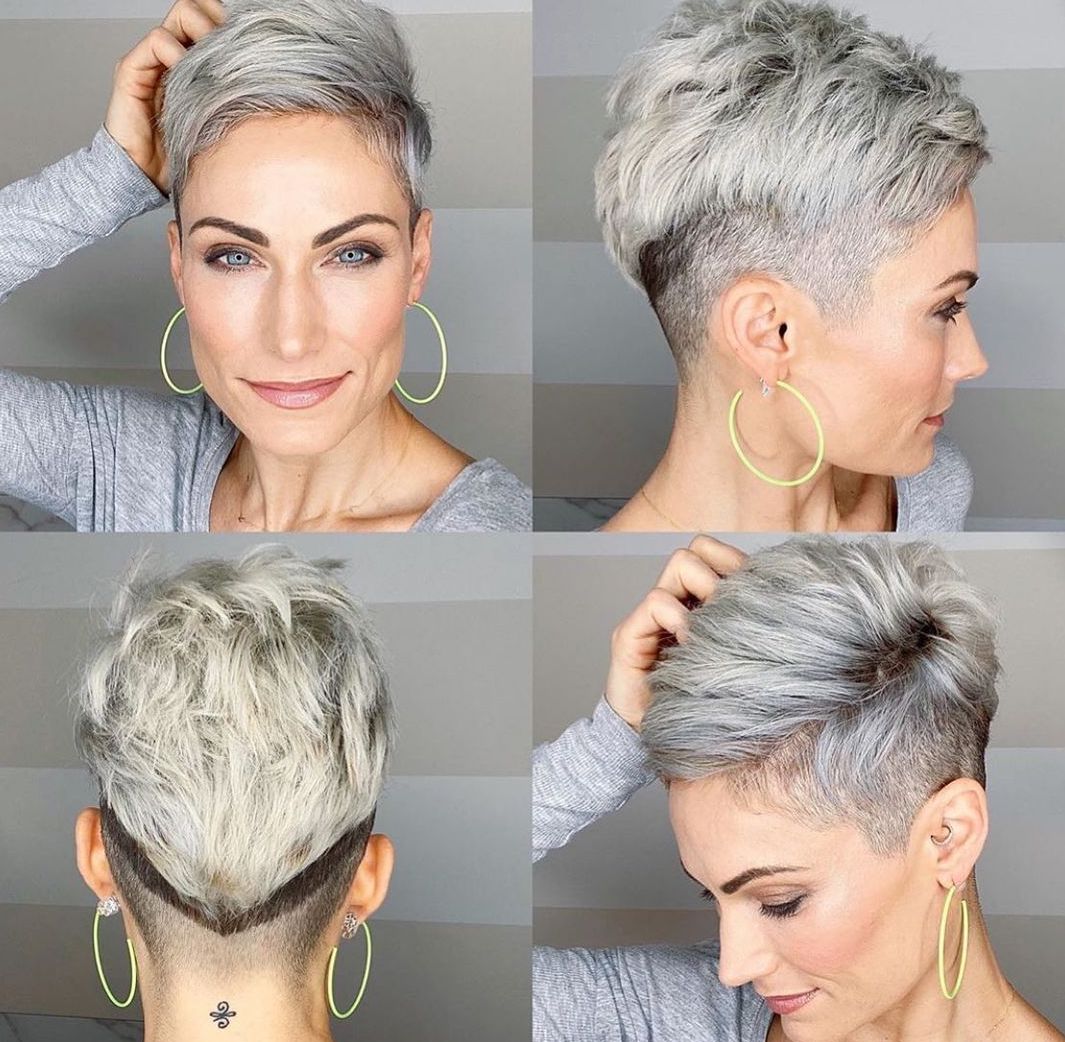 Pixie rasato grigio - Instagram: @katiemartinstudio