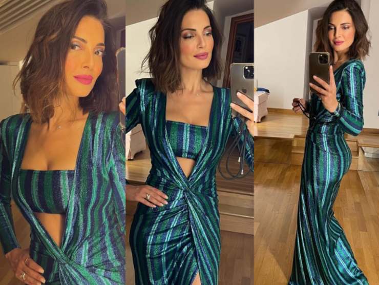 Il look scintillante di Alessia Mancini: abito da copiare